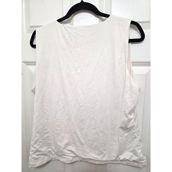 Tahari Women's Modern Essentials Sleeveless Ivory Tank Top Size XL Polyester Ble - Picture 3 of 8